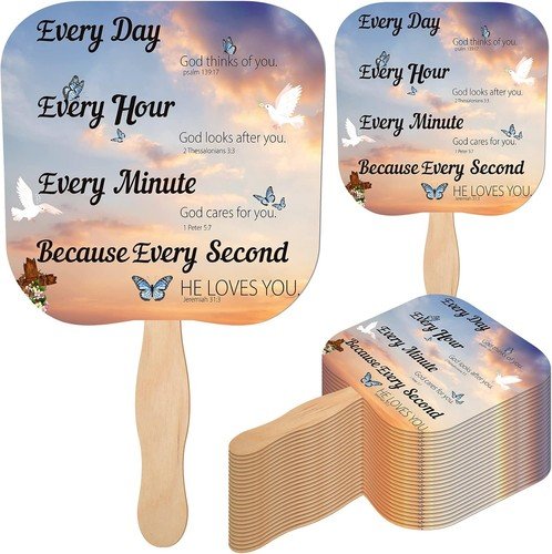 100 Pcs Christian Fans Bulk Religious Church Handheld Fans the Lord's Prayer ...