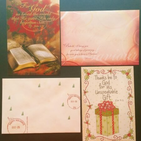 "Verses Of The Bible", (2) Leanin' Tree Christmas Cards, New With (2) Envelopes
