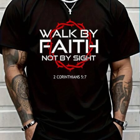 100% Cotton Jesus Walk By Faith Christian T-Shirt