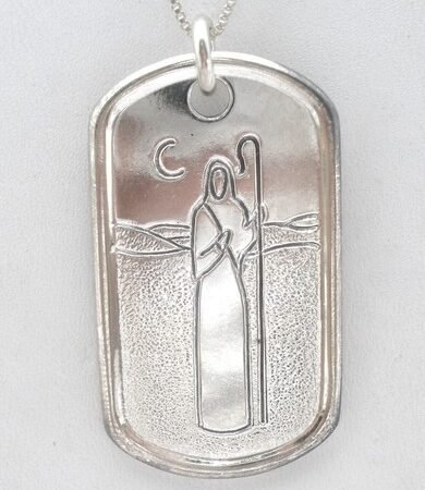 "The Lord is My Shepherd" Dog Tag Pendant Necklace Sterling Silver 20" Lavaggi