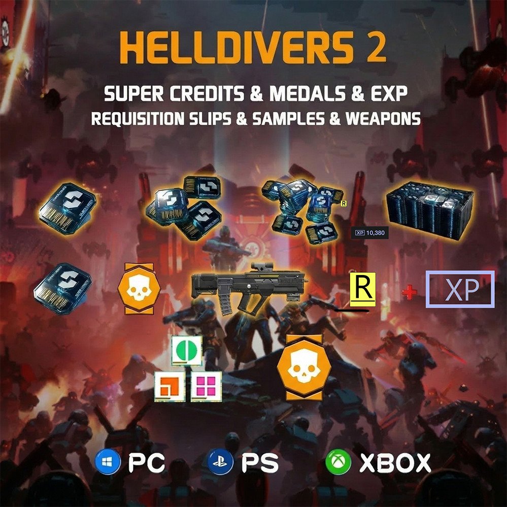 HELL-DIVERS 2 - Farm Fast |SuperCredits💎|Medals🥇|Samples🟩🟧🟪 | XP |No Login❗