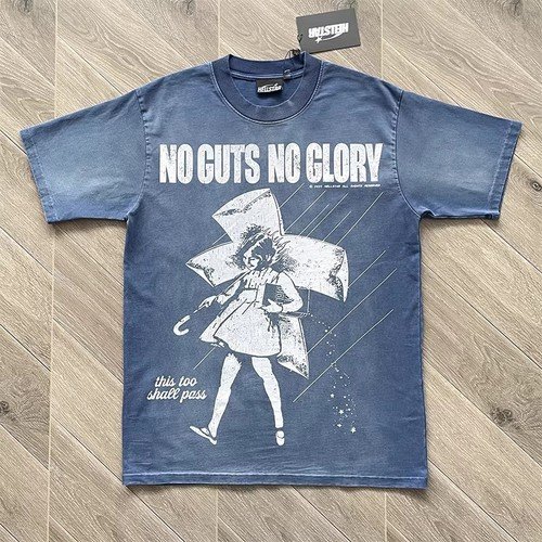 Mens Hell Studios star INS style Yoga Big Logo printing short sleeved T-shirt