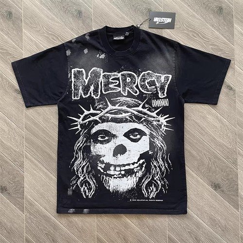 MENS HELL STUDIOS STAR Skeleton Dark Style logo Printed Cotton T-shirt