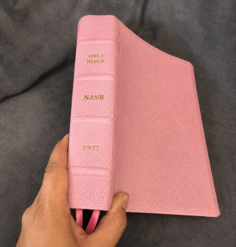 NASB NEW AMERICAN STANDARD giant print Bible 1977 Soft Pink Cowhide Leather