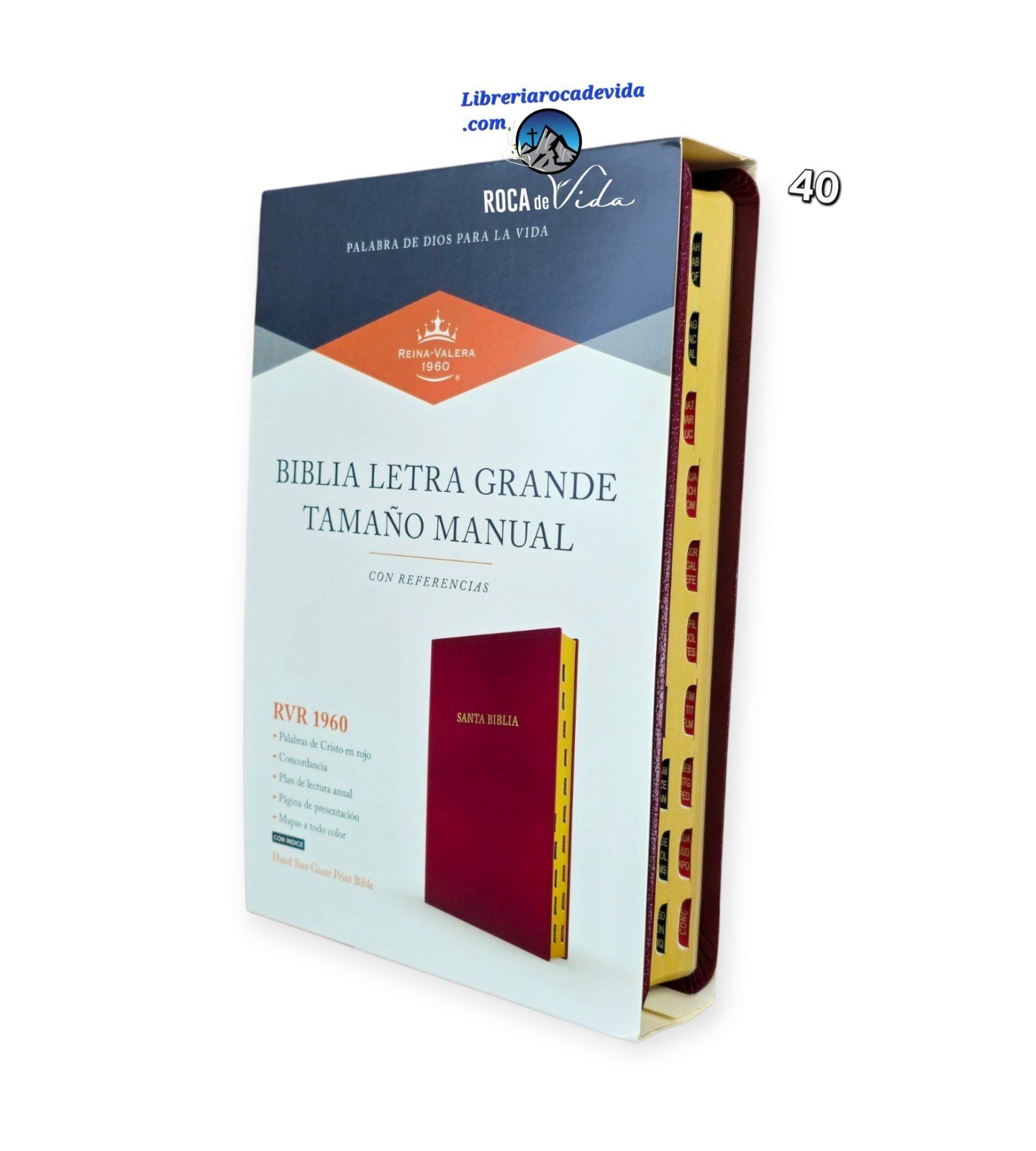 Santa Biblia Letra Grande 12 Puntos RVR.1960 Imit.Piel Color Vino Con Indice
