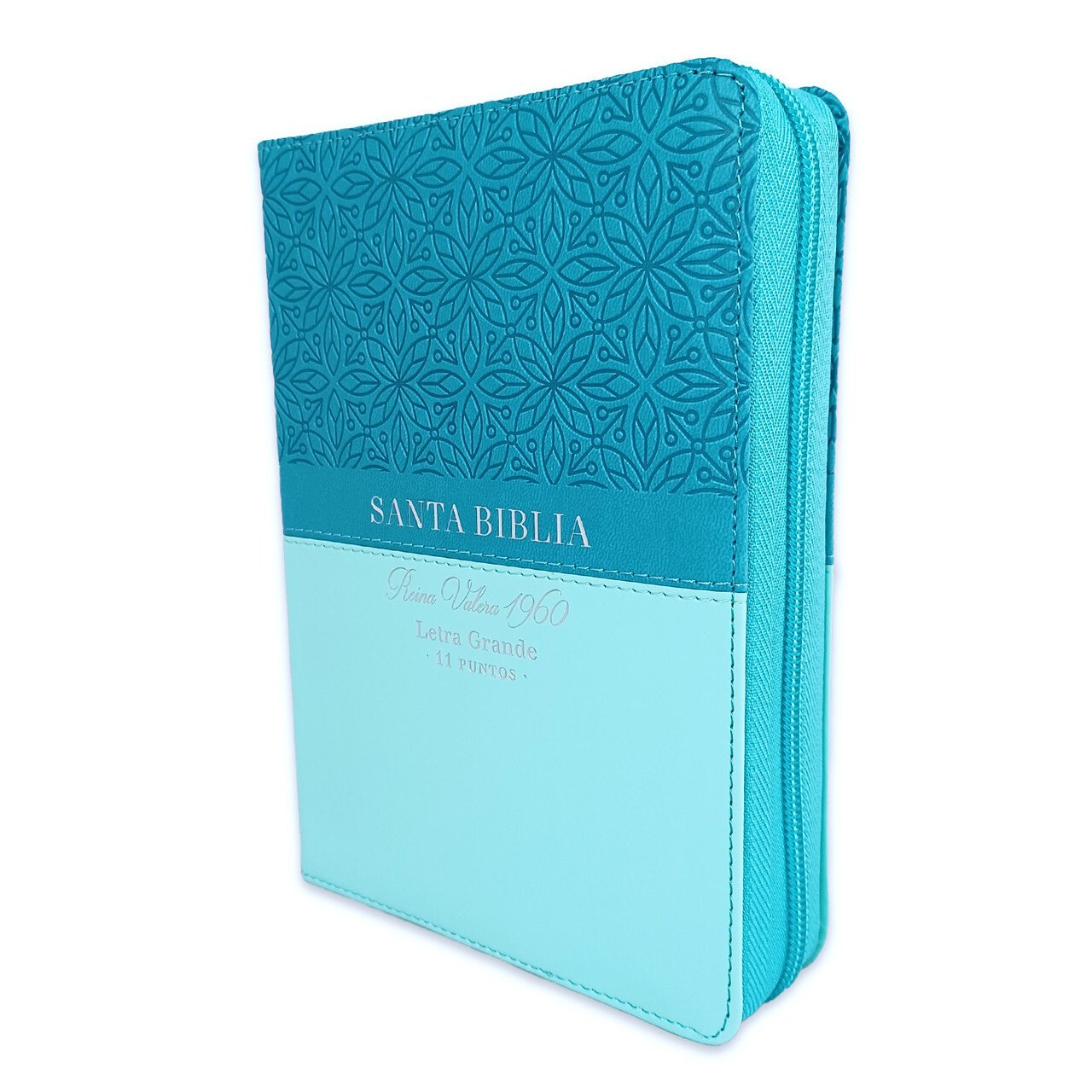 Biblia con Cierre Compacta 11 puntos RV1960 imit bifloral turquesa con indice
