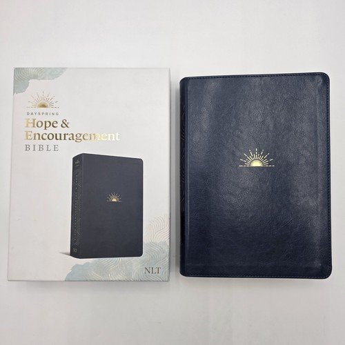 NLT Hope & Encouragement Bible Navy Blue Soft Leather Like Cover Gold Foil -NEW