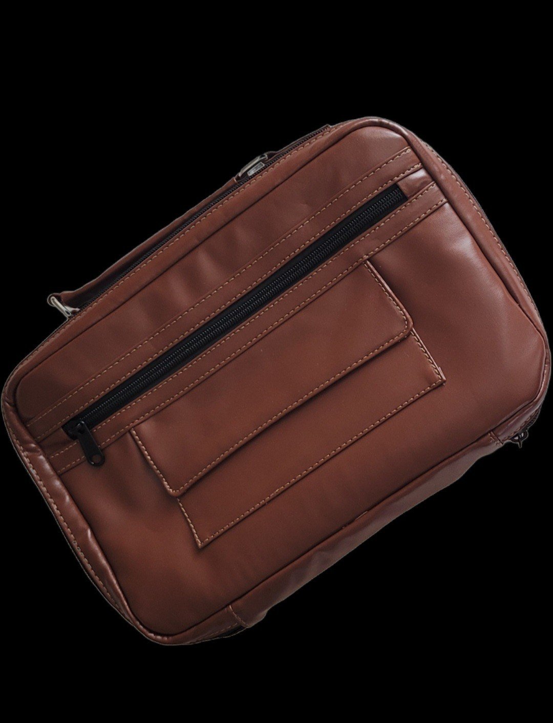 Small Brown Leather Bible Book Cover Case  Zippered  Organizer 9.75″