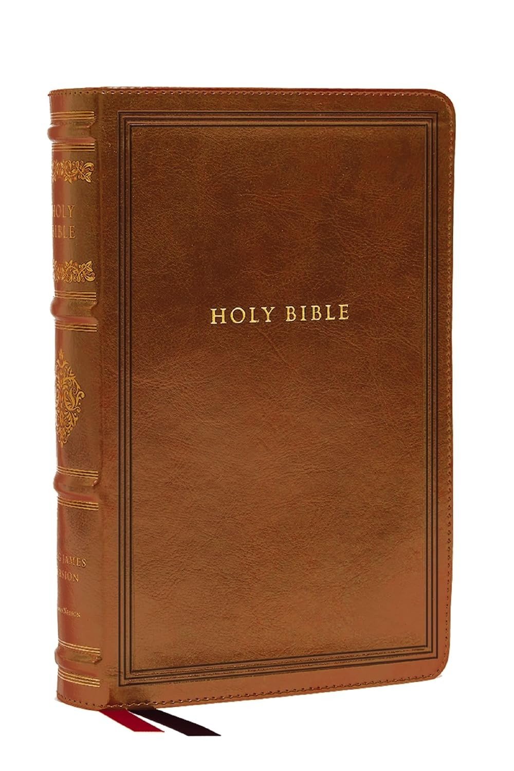 KJV Large Print Reference Bible, Brown Leathersoft, Red Letter Imitation Leather